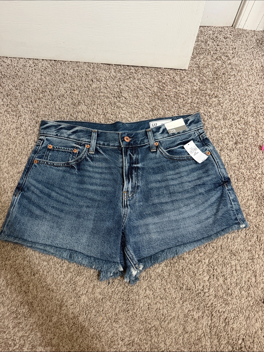 NWT Gap Women's Medium Wash Frayed Hem Distressed Denim Shorts Size 29